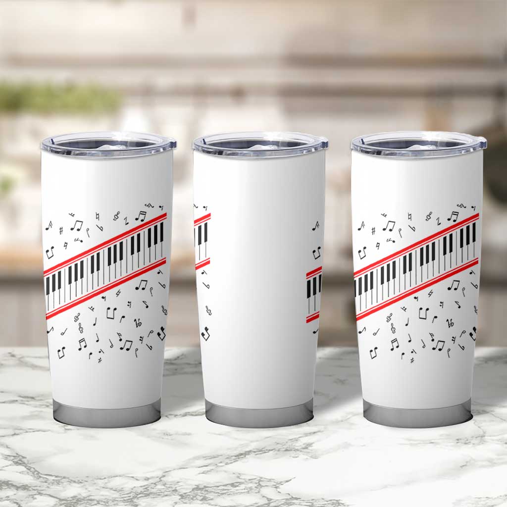 Piano Keyboard Graphic Tumbler Cup Musical Notes Alignment Pianist