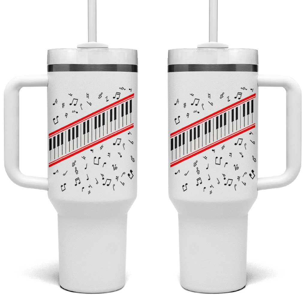 Piano Keyboard Graphic Tumbler With Handle Musical Notes Alignment Pianist