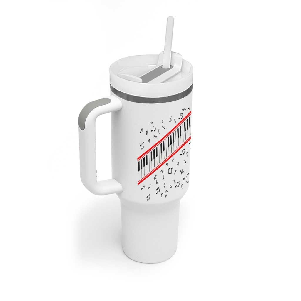 Piano Keyboard Graphic Tumbler With Handle Musical Notes Alignment Pianist