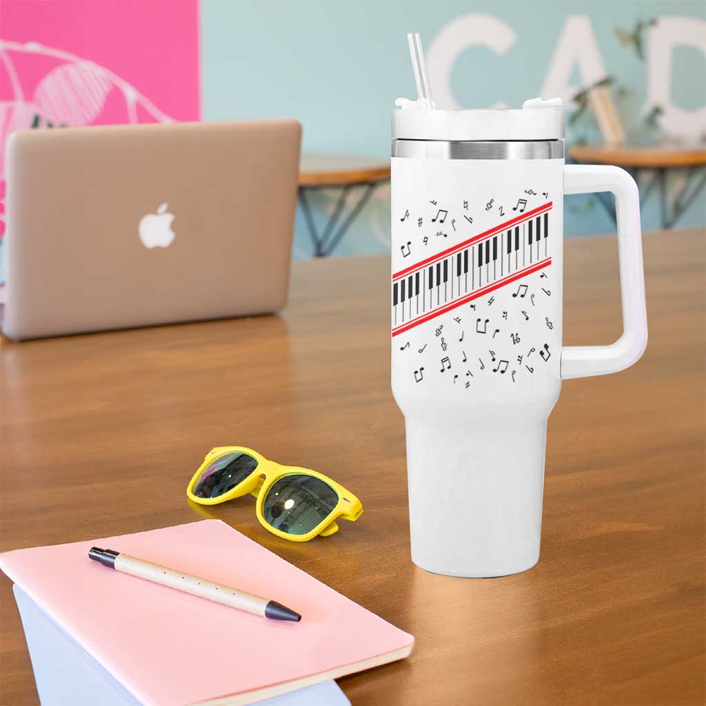 Piano Keyboard Graphic Tumbler With Handle Musical Notes Alignment Pianist