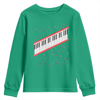 Piano Keyboard Graphic Youth Sweatshirt Musical Notes Alignment Pianist