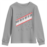 Piano Keyboard Graphic Youth Sweatshirt Musical Notes Alignment Pianist