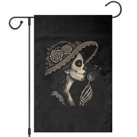 Vintage Dia de los Muertos Catrina Portrait Graphic Garden Flag Gothic Sugar Skull Woman Blowing Dandelion