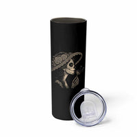 Vintage Dia de los Muertos Catrina Portrait Graphic Skinny Tumbler Gothic Sugar Skull Woman Blowing Dandelion