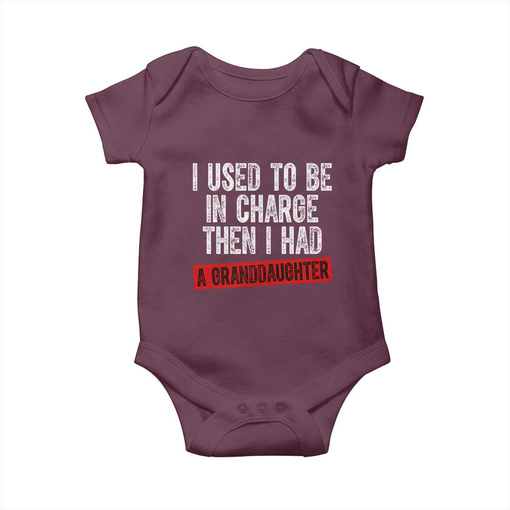 Funny Grandpas Girls Quote Classic Graphic Baby Onesie I Used To Be In Charge Then I Had A Granddaughter
