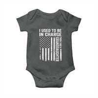 Patriotic American Flag Grandfather Pride Baby Onesie I Used To Be In Charge Granddaughter Funny Grandpas Girls Distressed USA Style