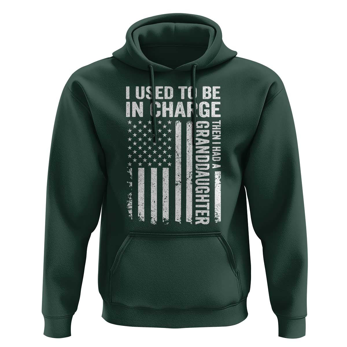 Patriotic American Flag Grandfather Pride Hoodie I Used To Be In Charge Granddaughter Funny Grandpas Girls Distressed USA Style