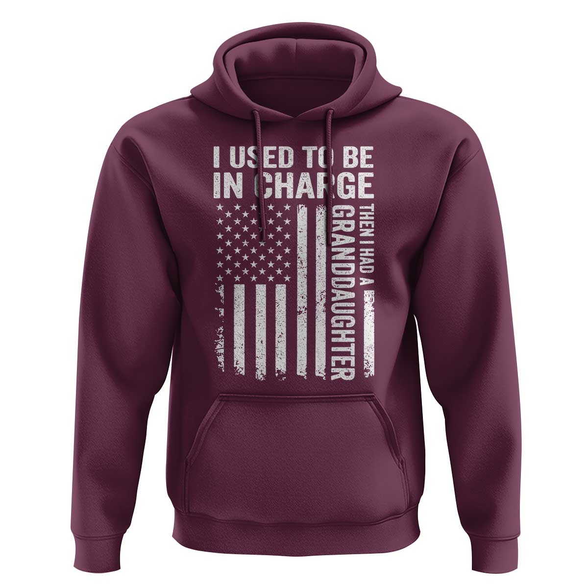 Patriotic American Flag Grandfather Pride Hoodie I Used To Be In Charge Granddaughter Funny Grandpas Girls Distressed USA Style