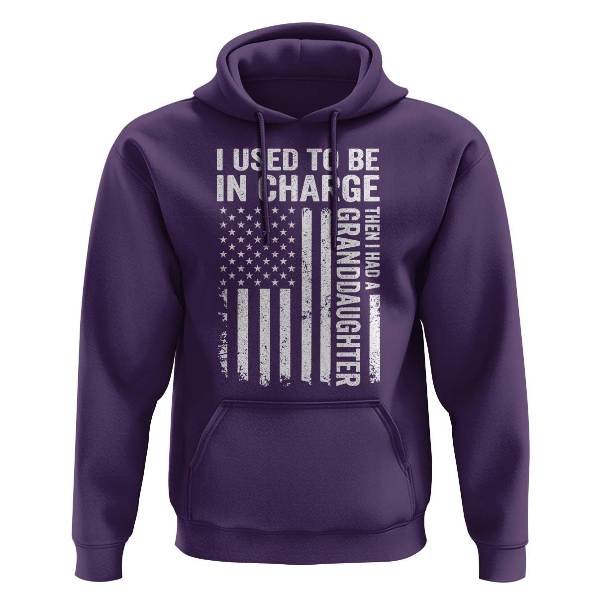 Patriotic American Flag Grandfather Pride Hoodie I Used To Be In Charge Granddaughter Funny Grandpas Girls Distressed USA Style