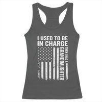 Patriotic American Flag Grandfather Pride Racerback Tank Top I Used To Be In Charge Granddaughter Funny Grandpas Girls Distressed USA Style