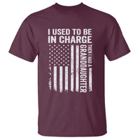 Patriotic American Flag Grandfather Pride T Shirt I Used To Be In Charge Granddaughter Funny Grandpas Girls Distressed USA Style