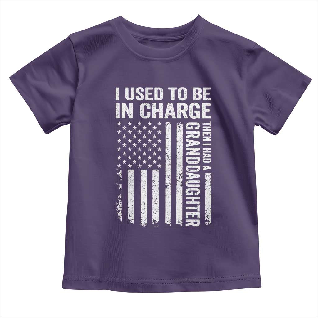 Patriotic American Flag Grandfather Pride Toddler T Shirt I Used To Be In Charge Granddaughter Funny Grandpas Girls Distressed USA Style