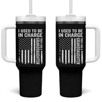 Patriotic American Flag Grandfather Pride Tumbler With Handle I Used To Be In Charge Granddaughter Funny Grandpas Girls Distressed USA Style