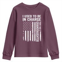 Patriotic American Flag Grandfather Pride Youth Sweatshirt I Used To Be In Charge Granddaughter Funny Grandpas Girls Distressed USA Style