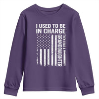 Patriotic American Flag Grandfather Pride Youth Sweatshirt I Used To Be In Charge Granddaughter Funny Grandpas Girls Distressed USA Style