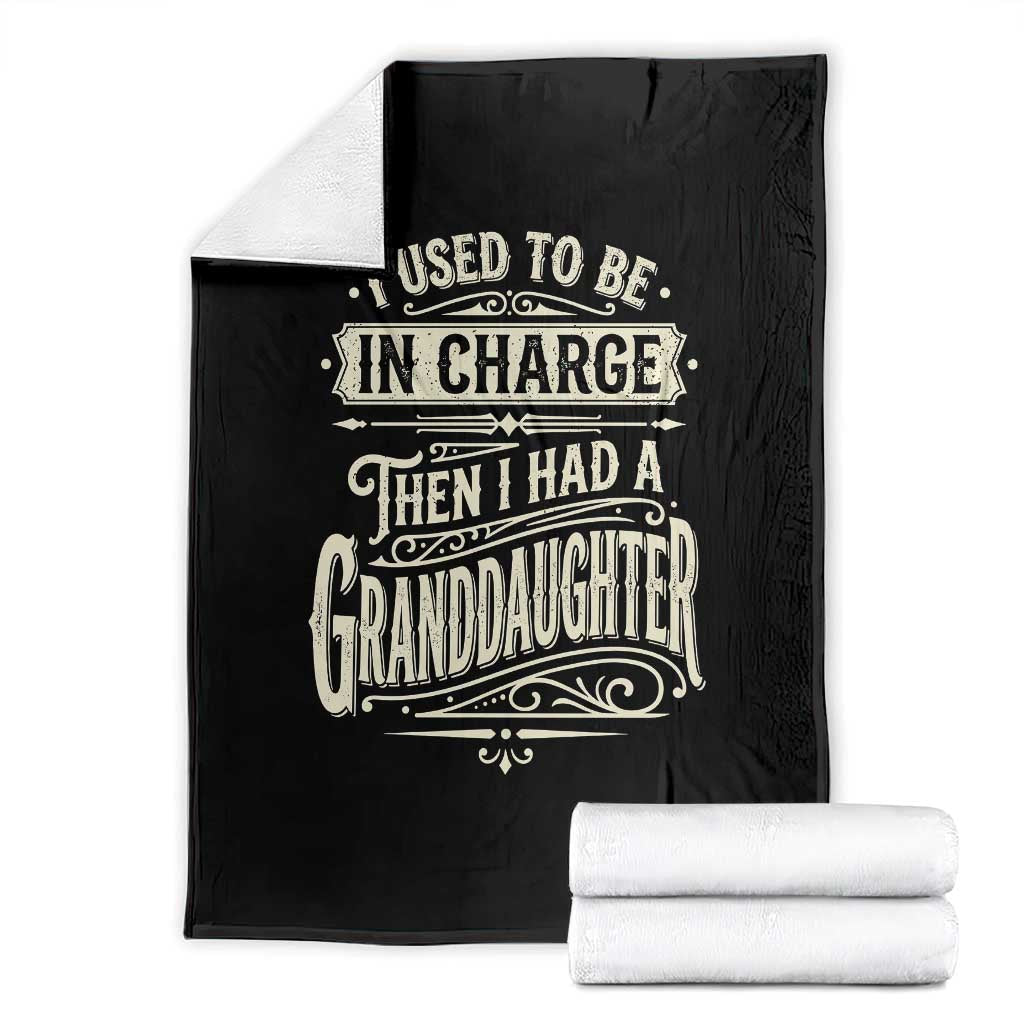 Vintage Style Western Funny Grandpas Girls Throw Blanket I Used To Be In Charge Then I Had A Granddaughter Retro Look