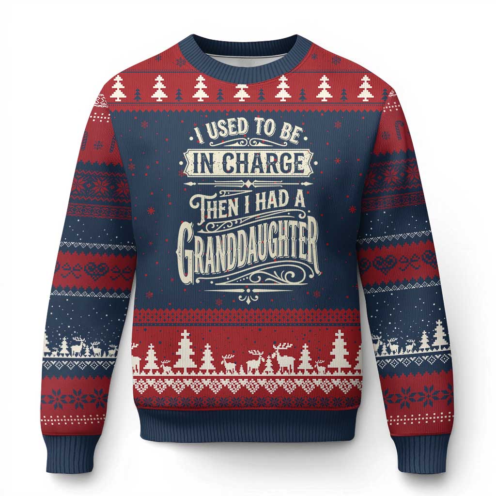 Vintage Style Western Funny Grandpas Girls Ugly Christmas Sweater I Used To Be In Charge Then I Had A Granddaughter Retro Look