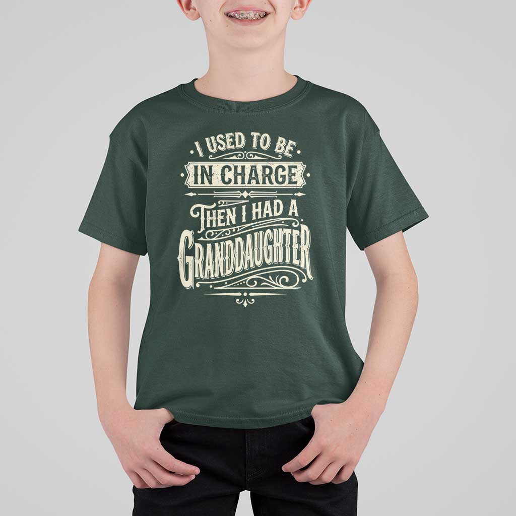 Vintage Style Western Funny Grandpas Girls T Shirt For Kid I Used To Be In Charge Then I Had A Granddaughter Retro Look
