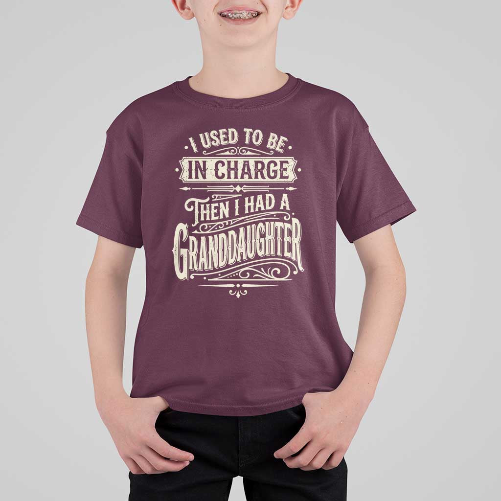 Vintage Style Western Funny Grandpas Girls T Shirt For Kid I Used To Be In Charge Then I Had A Granddaughter Retro Look