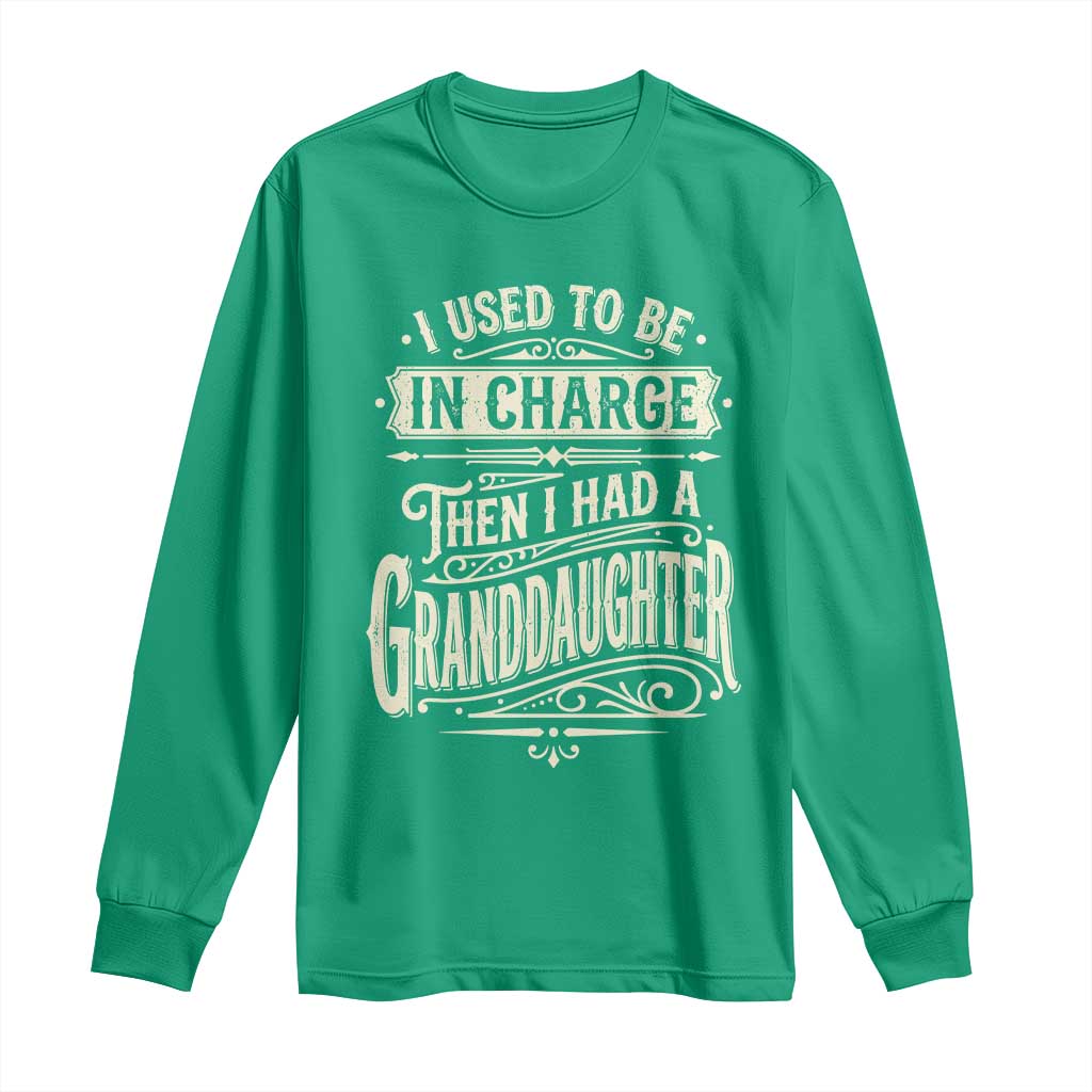 Vintage Style Western Funny Grandpas Girls Long Sleeve Shirt I Used To Be In Charge Then I Had A Granddaughter Retro Look