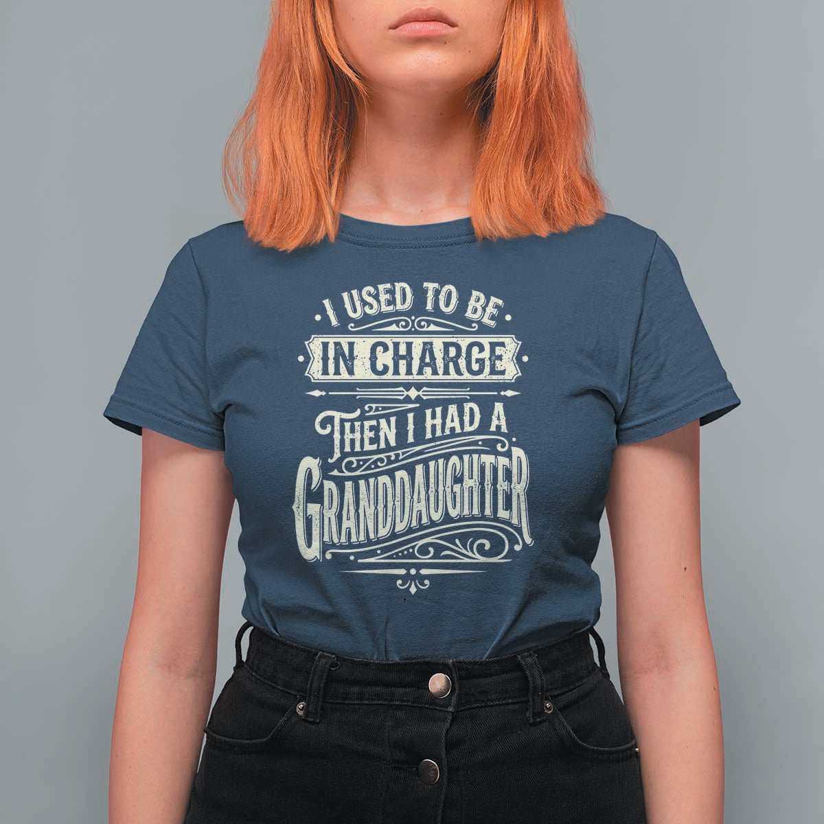 Vintage Style Western Funny Grandpas Girls T Shirt For Women I Used To Be In Charge Then I Had A Granddaughter Retro Look