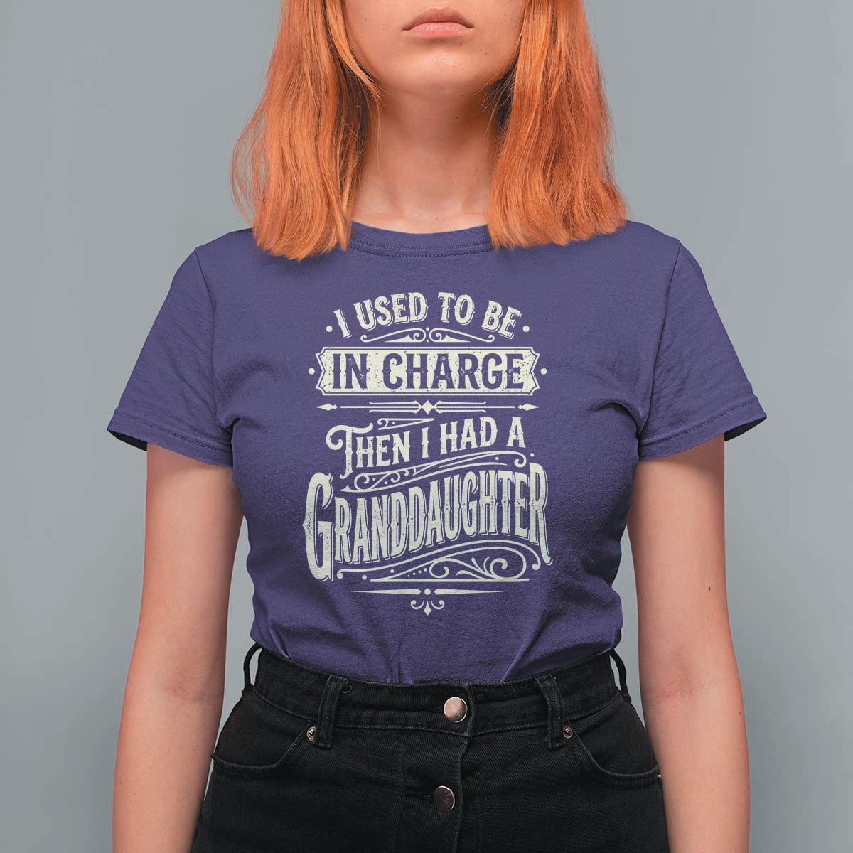 Vintage Style Western Funny Grandpas Girls T Shirt For Women I Used To Be In Charge Then I Had A Granddaughter Retro Look