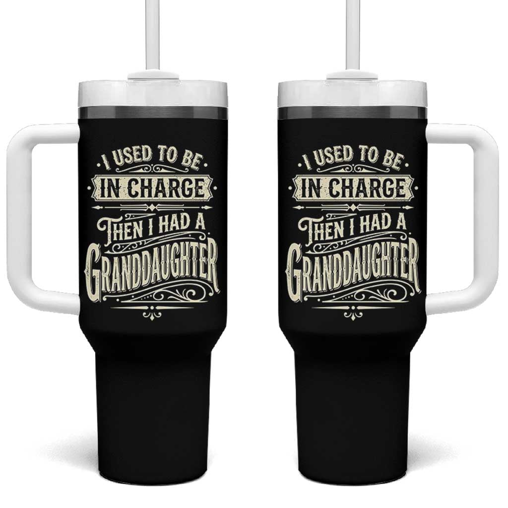 Vintage Style Western Funny Grandpas Girls Tumbler With Handle I Used To Be In Charge Then I Had A Granddaughter Retro Look