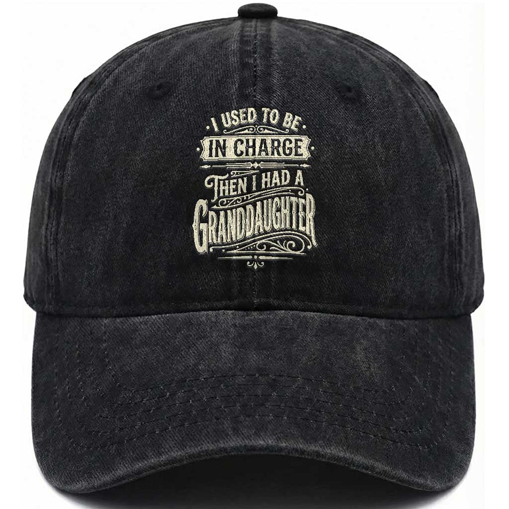 Vintage Style Western Funny Grandpas Girls Washed Cotton Baseball Cap I Used To Be In Charge Then I Had A Granddaughter Retro Look