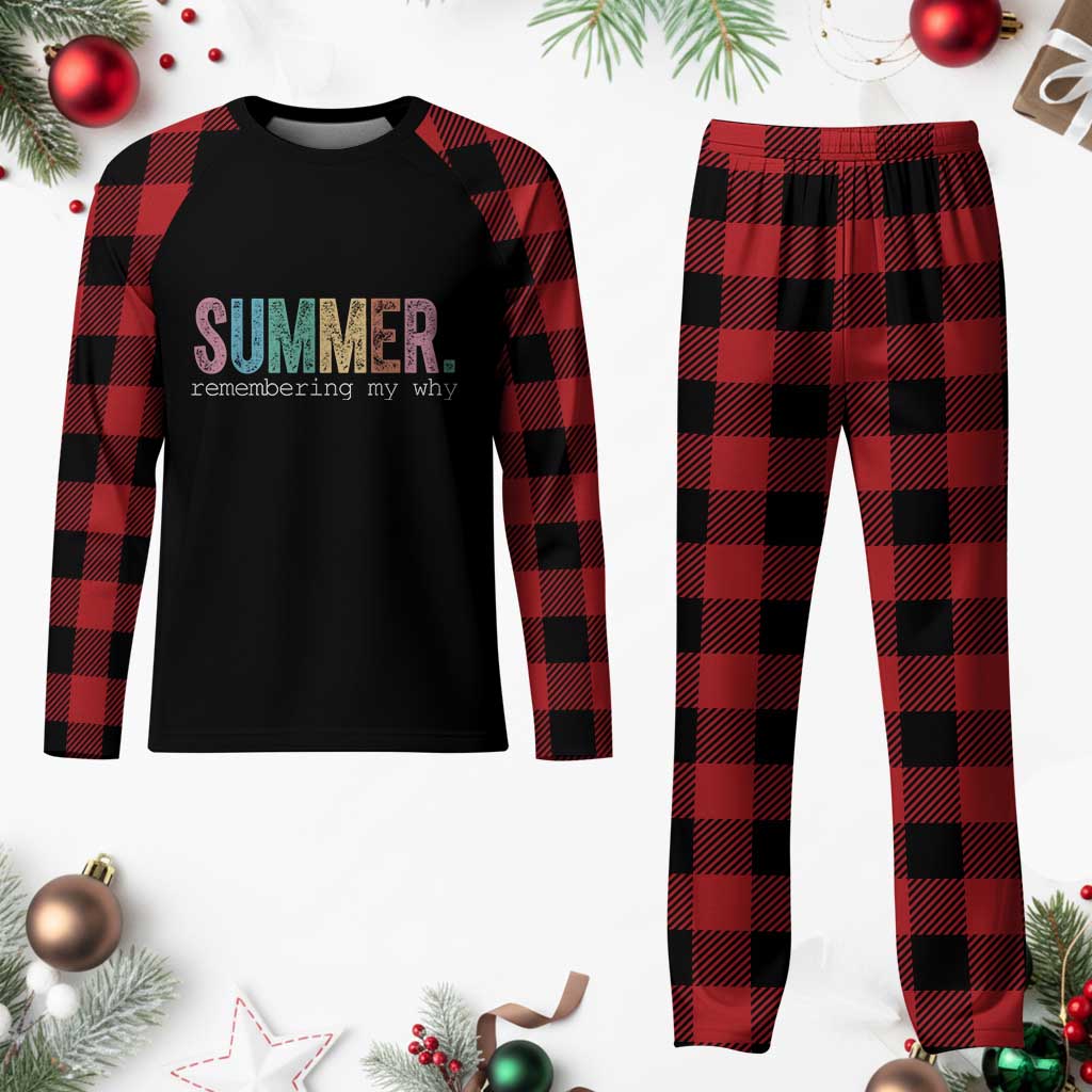 Summer Remembering My Why Plaid Pajama Set Funny Distressed Retro End of School Year Teacher Typography