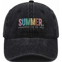 Summer Remembering My Why Washed Cotton Baseball Cap Funny Distressed Retro End of School Year Teacher Typography