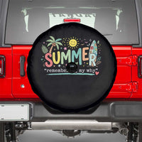 Summer Remembering My Why Spare Tire Cover Cute Tropical Beach Palm Tree Surfboard Teacher Graphic