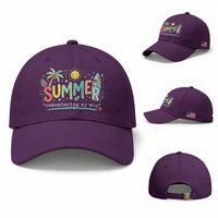 Summer Remembering My Why Baseball Cap Cute Tropical Beach Palm Tree Surfboard Teacher Graphic