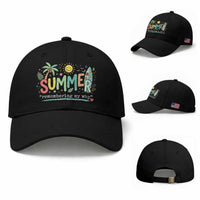 Summer Remembering My Why Baseball Cap Cute Tropical Beach Palm Tree Surfboard Teacher Graphic