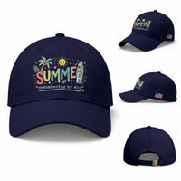 Summer Remembering My Why Baseball Cap Cute Tropical Beach Palm Tree Surfboard Teacher Graphic