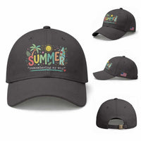Summer Remembering My Why Baseball Cap Cute Tropical Beach Palm Tree Surfboard Teacher Graphic