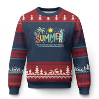 Summer Remembering My Why Ugly Christmas Sweater Cute Tropical Beach Palm Tree Surfboard Teacher Graphic