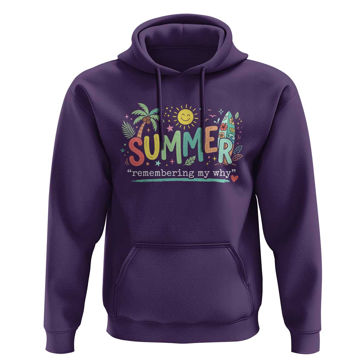 Summer Remembering My Why Hoodie Cute Tropical Beach Palm Tree Surfboard Teacher Graphic