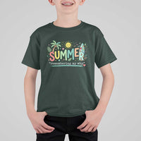 Summer Remembering My Why T Shirt For Kid Cute Tropical Beach Palm Tree Surfboard Teacher Graphic