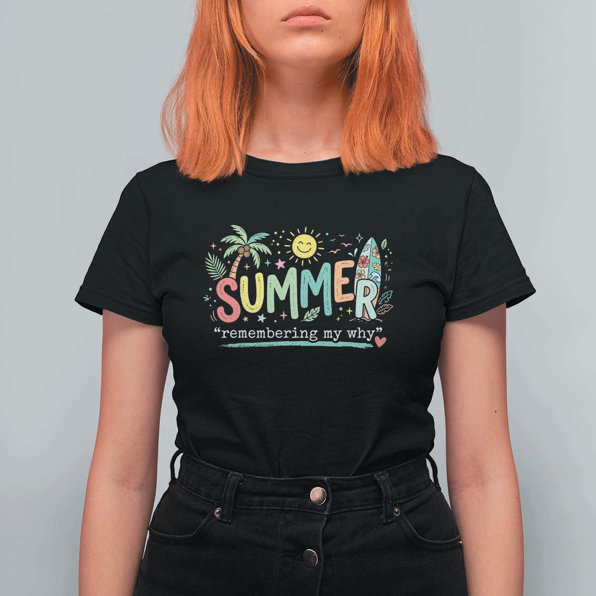 Summer Remembering My Why T Shirt For Women Cute Tropical Beach Palm Tree Surfboard Teacher Graphic