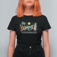 Summer Remembering My Why T Shirt For Women Cute Tropical Beach Palm Tree Surfboard Teacher Graphic