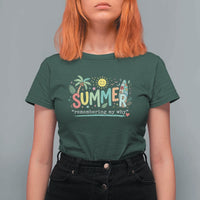 Summer Remembering My Why T Shirt For Women Cute Tropical Beach Palm Tree Surfboard Teacher Graphic