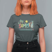 Summer Remembering My Why T Shirt For Women Cute Tropical Beach Palm Tree Surfboard Teacher Graphic