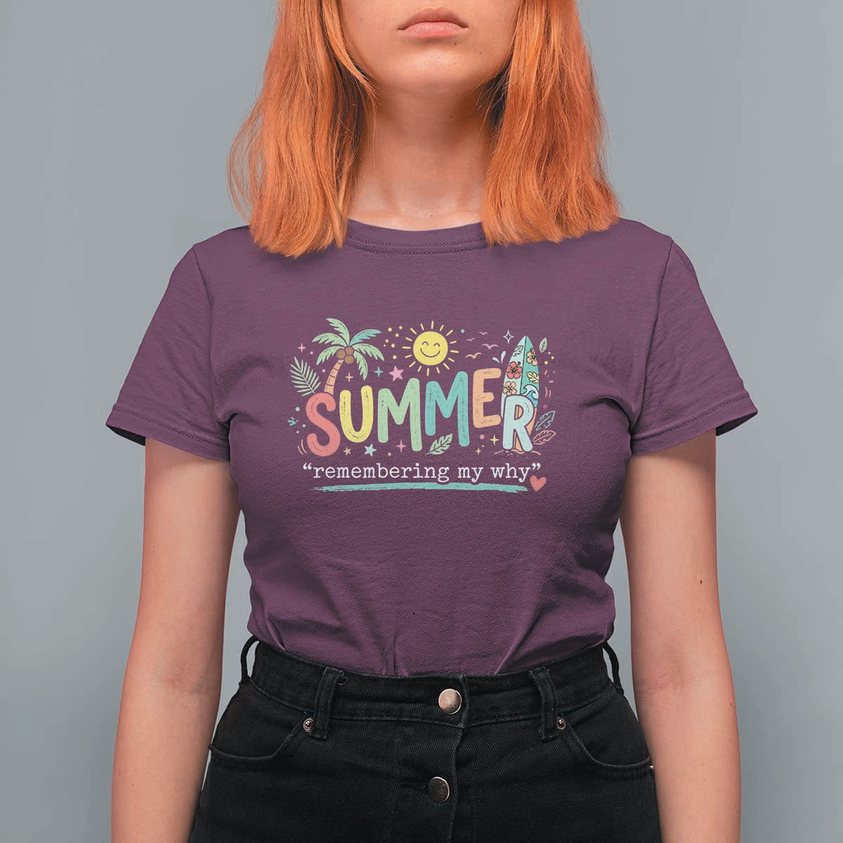 Summer Remembering My Why T Shirt For Women Cute Tropical Beach Palm Tree Surfboard Teacher Graphic