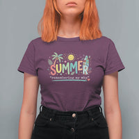 Summer Remembering My Why T Shirt For Women Cute Tropical Beach Palm Tree Surfboard Teacher Graphic