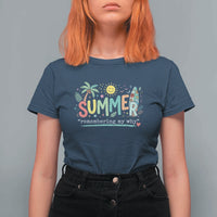 Summer Remembering My Why T Shirt For Women Cute Tropical Beach Palm Tree Surfboard Teacher Graphic
