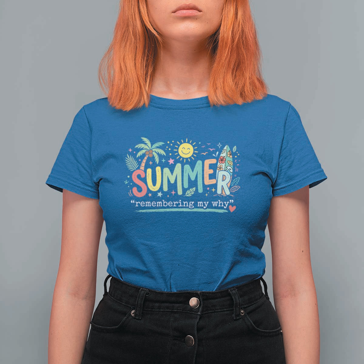 Summer Remembering My Why T Shirt For Women Cute Tropical Beach Palm Tree Surfboard Teacher Graphic