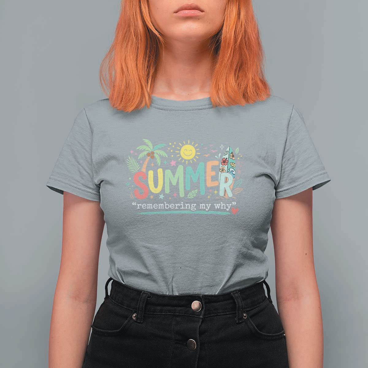 Summer Remembering My Why T Shirt For Women Cute Tropical Beach Palm Tree Surfboard Teacher Graphic