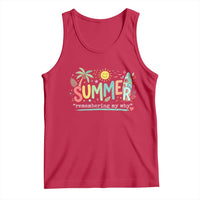 Summer Remembering My Why Tank Top Cute Tropical Beach Palm Tree Surfboard Teacher Graphic