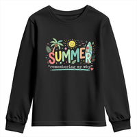 Summer Remembering My Why Youth Sweatshirt Cute Tropical Beach Palm Tree Surfboard Teacher Graphic