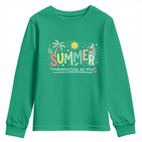 Summer Remembering My Why Youth Sweatshirt Cute Tropical Beach Palm Tree Surfboard Teacher Graphic